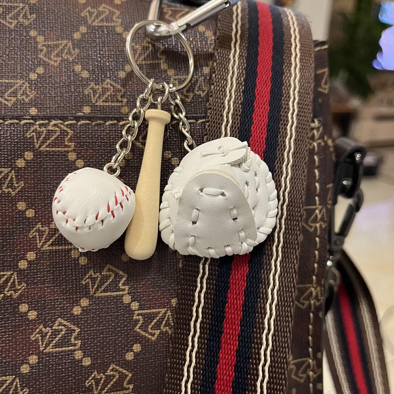 Baseball Themed Three,piece Set, Backpack Charm And Keychain One Size