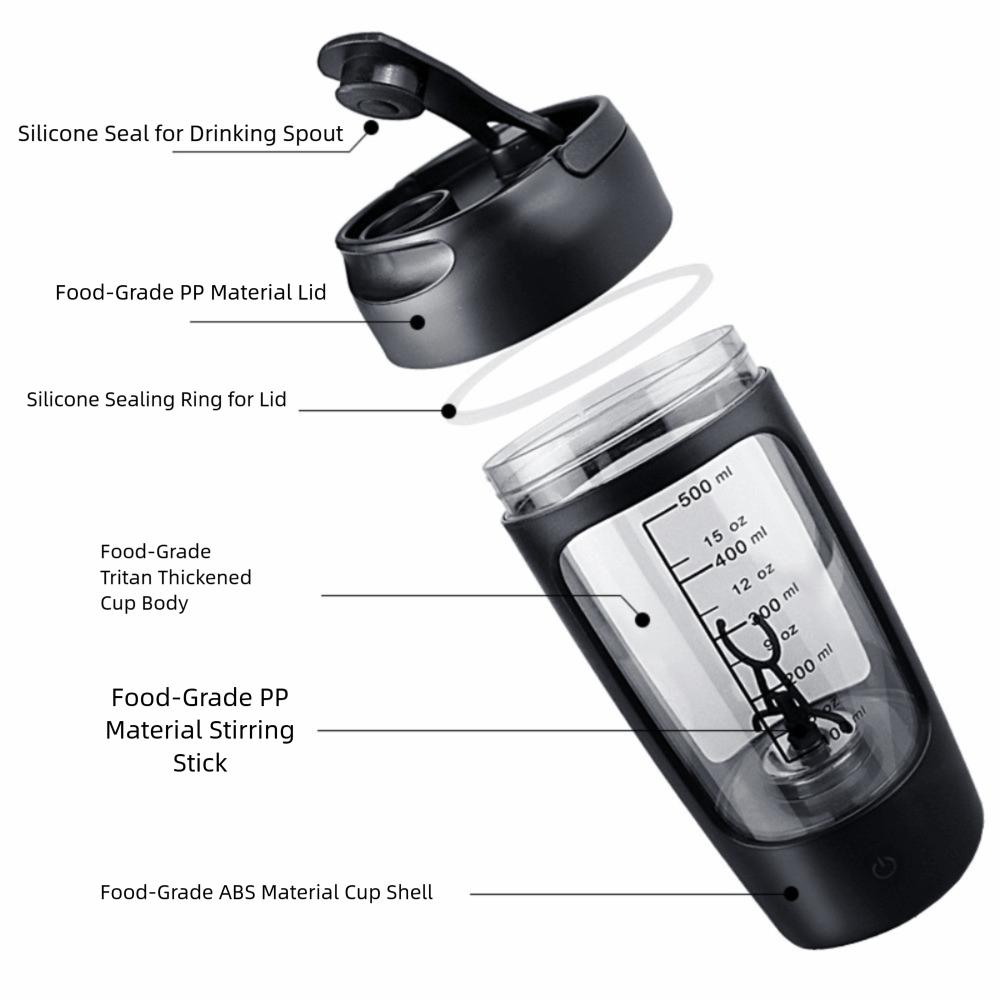Drinkware Automatic Electric Mixing Cup with Powder Box Scaled Stirring Cup 650ml Plastic Blend Cup Exercise