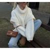 Women's Chunky Knit Fluffy High-Neck Sweater - Long-Sleeved Pullover