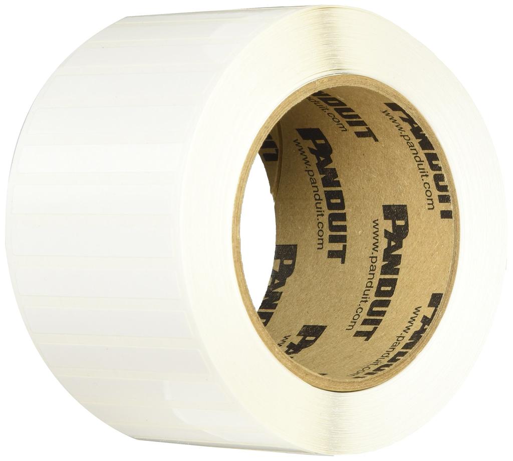 Panduit Thermal Transfer 64mm wide x Polyester 1 label per 2500 labels per C252X030YPT Labels, 7.6mm high, (Super Tack), White, row, pack,