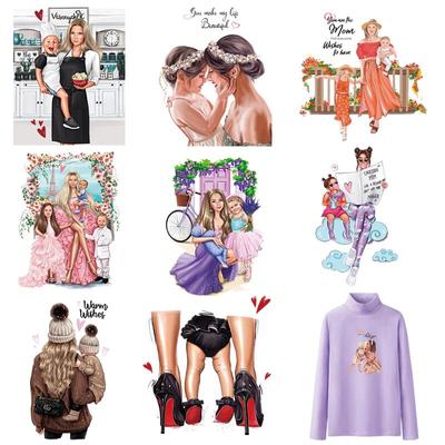 Family Photo Pattern Letter Patches Great Mom Sticker Washable Thermal Press Vinyl Diy Hoodies Tops Transfers For Clothing
