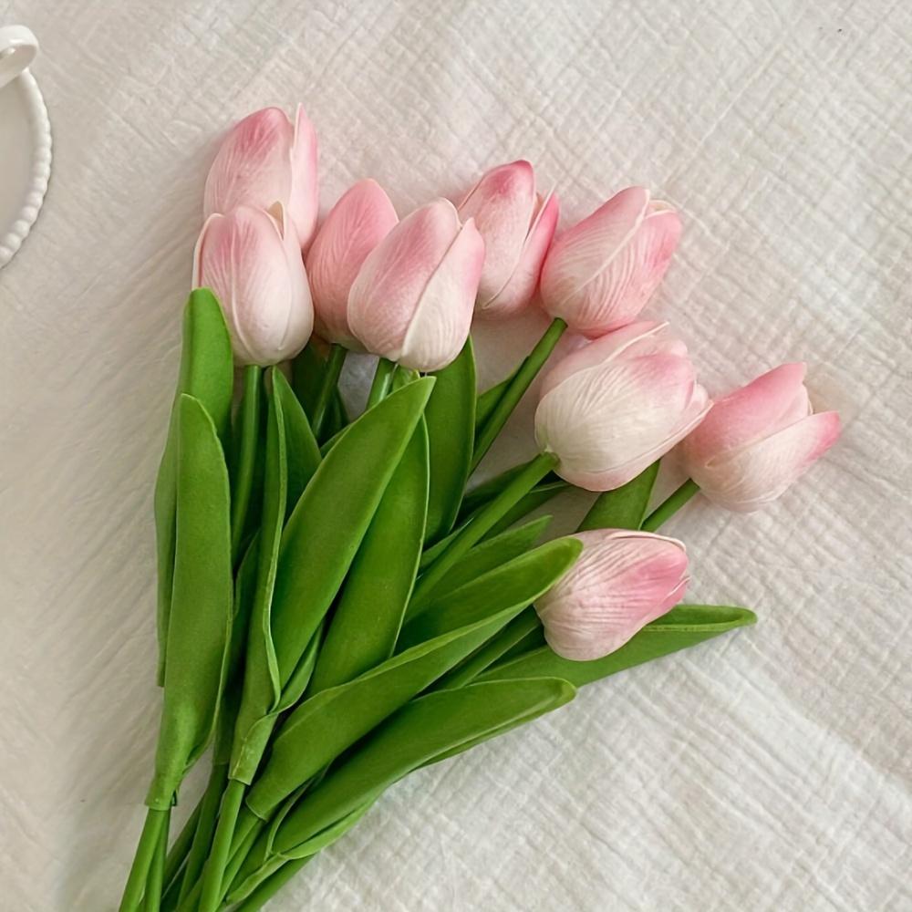 6 szt. Realistyczny i Luksusowy Zestaw Sztucznych Tulipanów Jak Żywy do Dekoracji Domu, Idealny na Rocznice i Walentynki (Wazon nie jest wliczony w cenę)