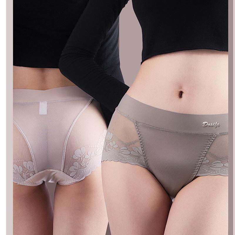 Mutandine in raso di lusso da donna Tummly control estivo Slip sexy in pizzo Vita alta Taglie forti Cavallo in cotone Mutande traspiranti Intimo intimo