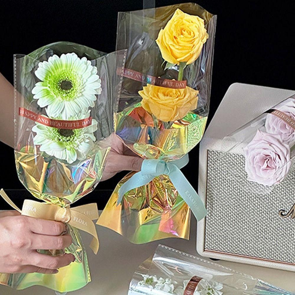 10pcs Romantic Bouquet Packaging Bags Colorful Flower Arrangement Bags  Teacher's Day