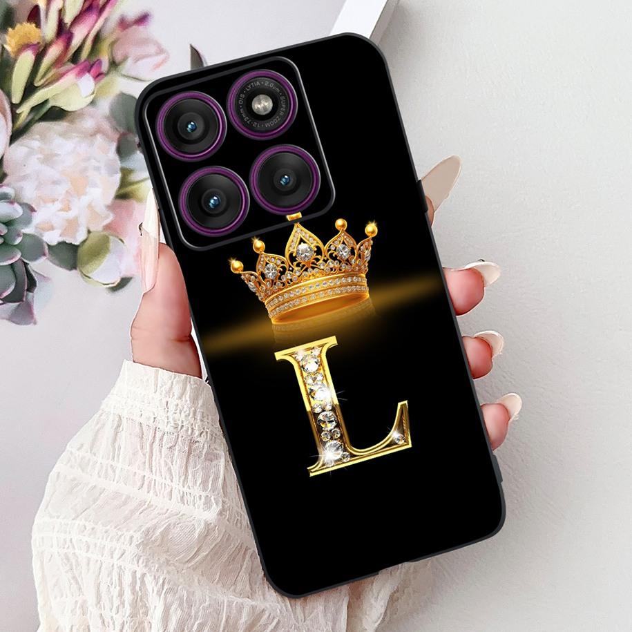 For Motorola Edge 60 Pro Case 2025 Luxury Crown Letters Soft Silicone Black Phone Cover For Moto Edge 60 Fusion 60s Edge60 Funda