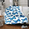 1pc Blue Butterflies Lightweight Flannel Blanket, Comfortable and Warm Blanket, for Office and Camping Sofa Bed, Livingroom031