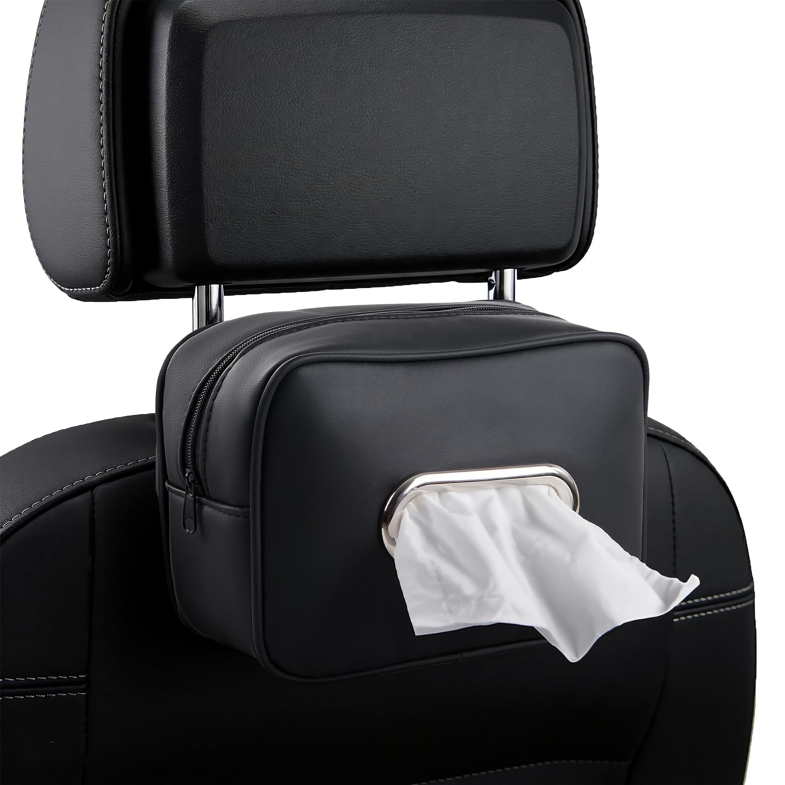 LOOBANI Car Tissue Large Premium PU Leather Tissue Tissue Headrest Sun Car Convenient Interior Black Case, Capacity, Holder, Multi-Function Mount, чёрный