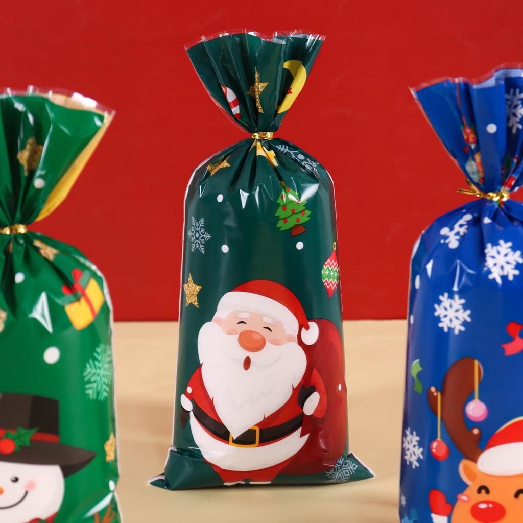 25/50/100pcs Christmas Gift Bags Christmas Decorations for Home 2026 Xmas Gifts New Year 2026 Santa Claus Snowman Packaging Bags