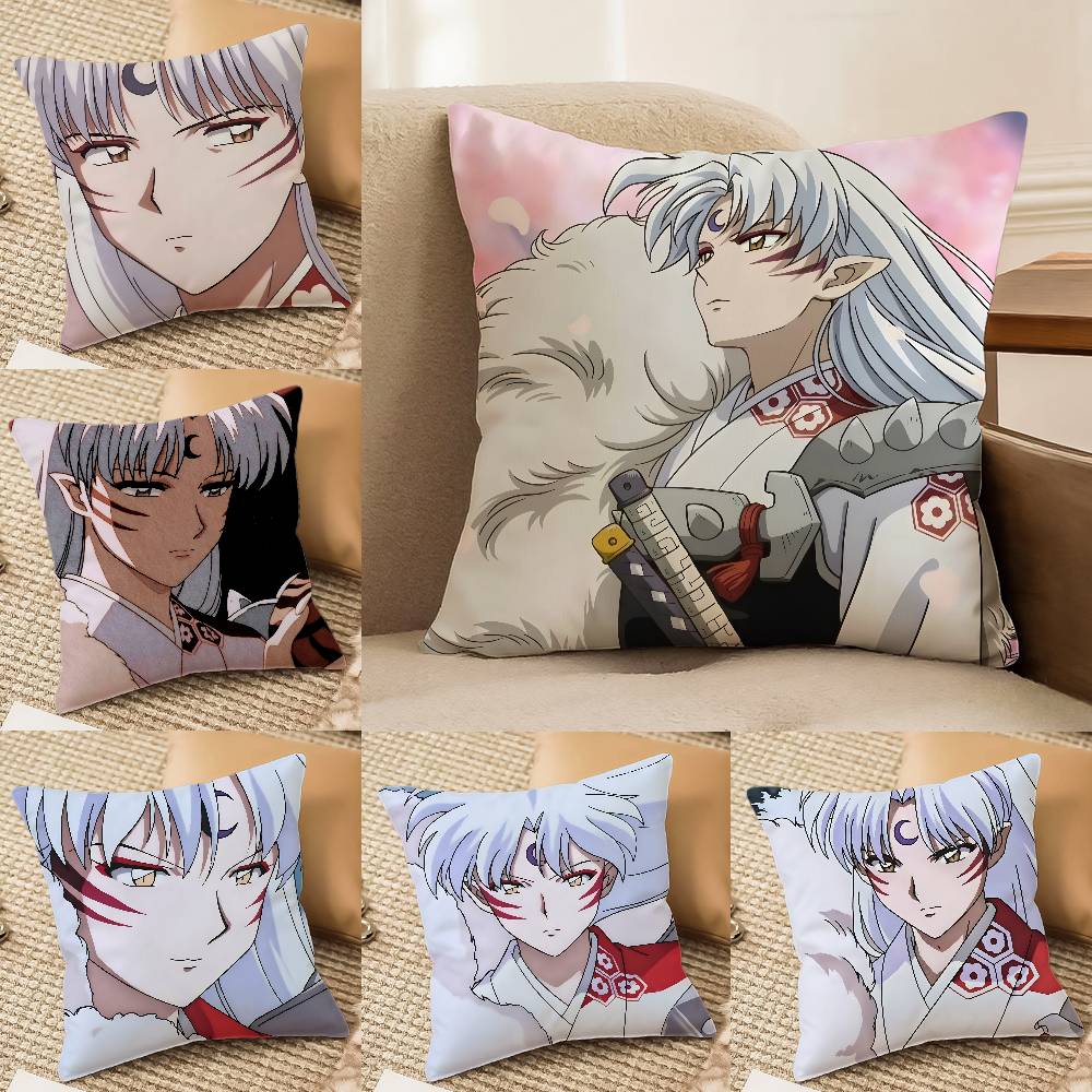 Anime Cool l-Inuyasha-MT Sesshomaru Pillow Case Printed Brushed Fleece Pillow Baby Skin-Touch Eco-Friendly Dye-Sublimat