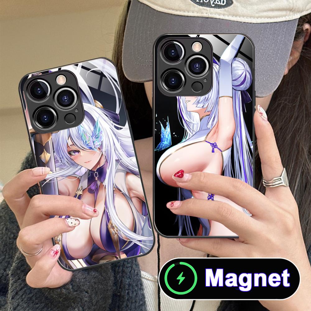 Azur Lane Unzen Glass MagSafe Mobile Phone Case for iPhone 17 16 15 14 13 12 11 Air Pro Max Plus Mini Colorful Cover