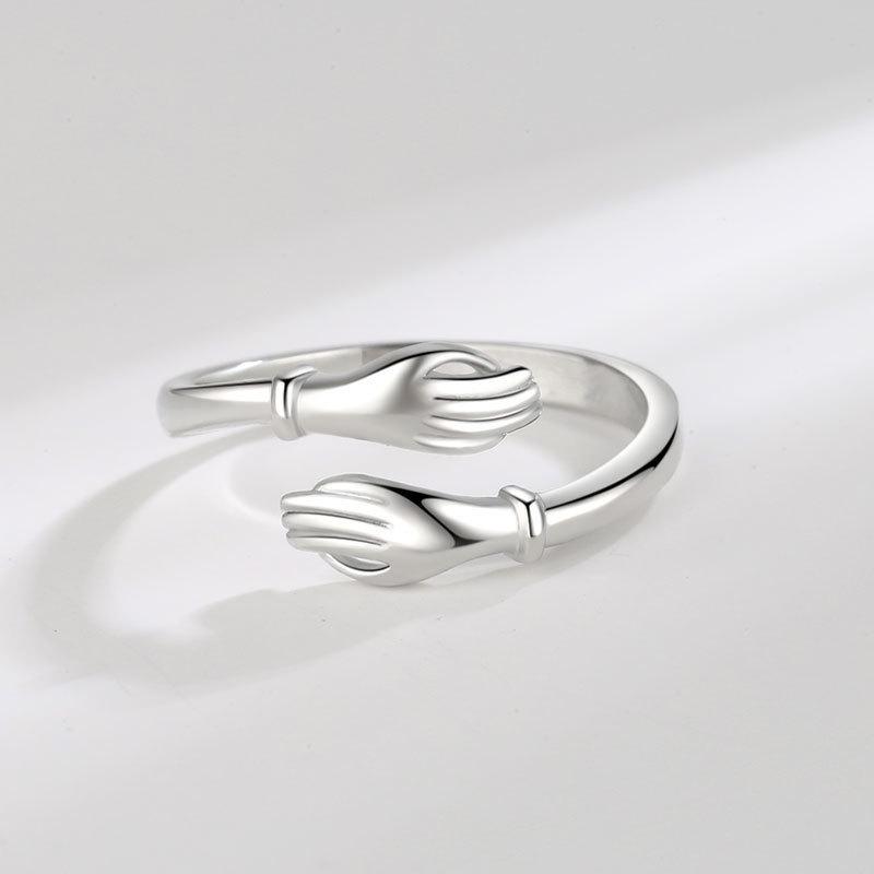 Romantic Adjustable Double Hand Hug Ring - Simple Fashion Jewelry
