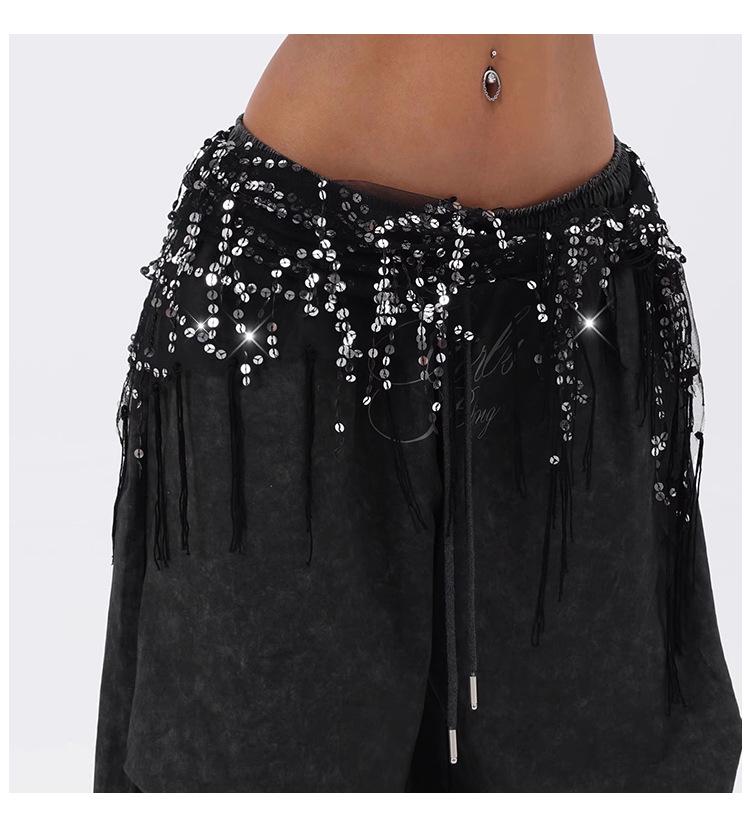 Trendig Paljetttofs Höftscarf - Mångsidigt Midjeaccessoar för Jazz- & Streetdans