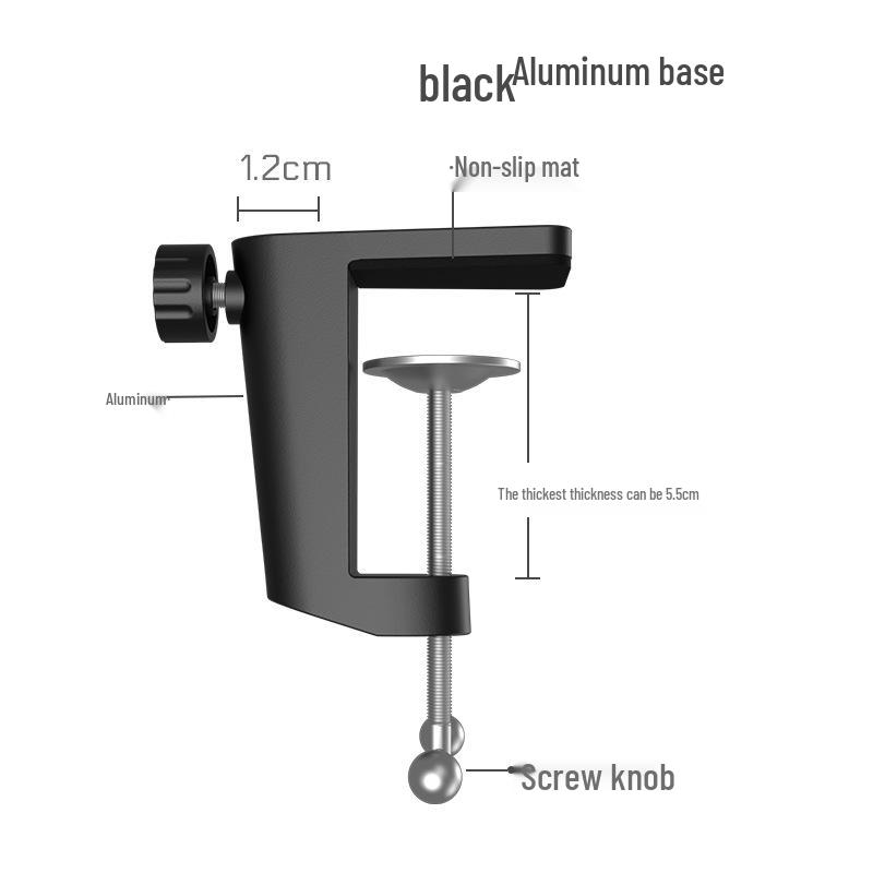 Lazy Person Phone Live Stream Stand with Mic Clip and Stable Boom Base