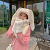 Plush Bunny Beanie Hat Scarf Thickened Ear Protection Cap Cute Hat Scarf Gloves Set  Woman Girls
