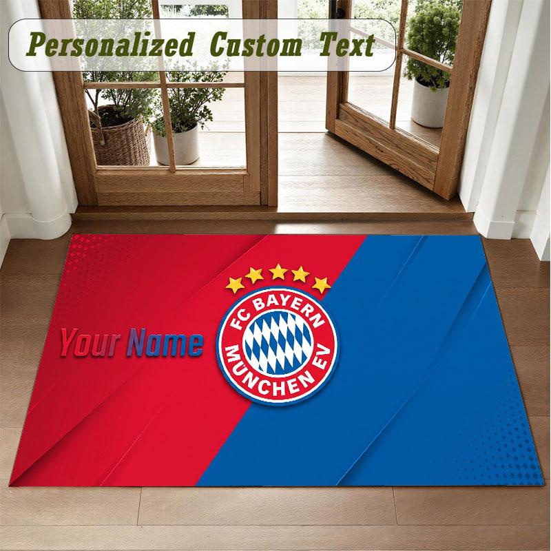 Crystal Velvet Square Rug Custom NameBayern Munich Pattern Non Slip Home Floor Decor Rug