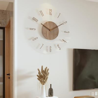Wooden Wall Clock, Stylish, Quiet, Nordic Modern Design, Non-Radio Controlled, Continuous Second Hand, Long Battery Life, Slim Design, Cute, Round, Ca