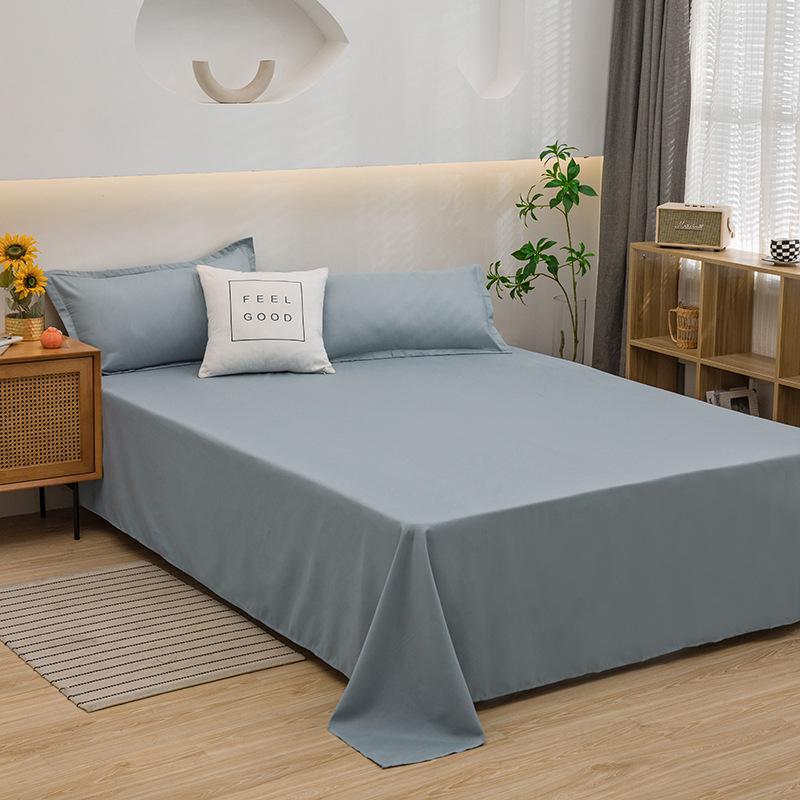 Solid Color Washed Cotton Bed Sheet Set - Fitted Sheet & Duvet Cover for Dorms