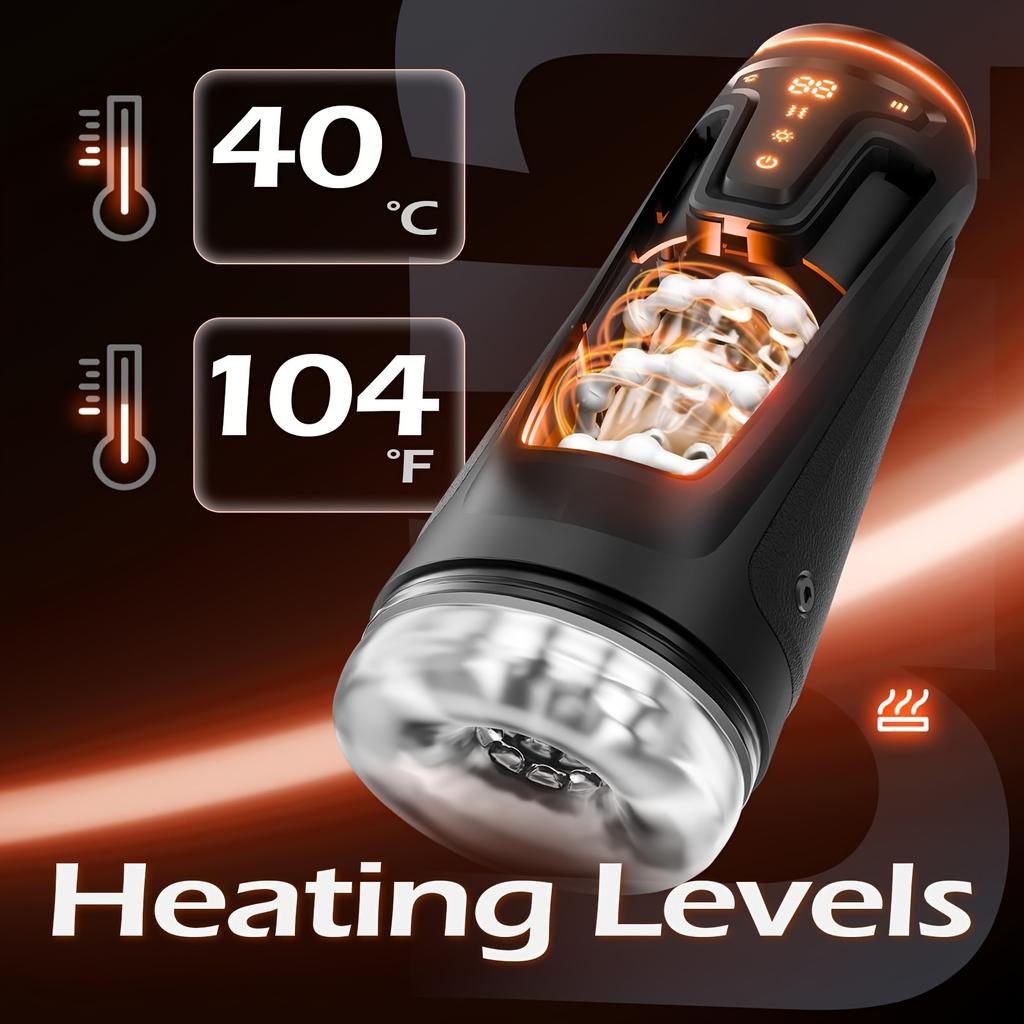 Automatic Heating Sucking Blowjob Masturbator Cup 9 Vibrations with 8 Thrust Modes And 2 Heating Levels 3D Textured Tunnel Sex Toy For Male