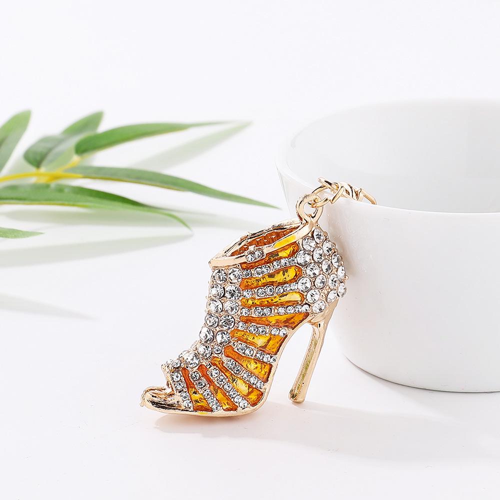 Rhinestone High Heel Metal Keychain - Women's Bag Charm, European & American Style