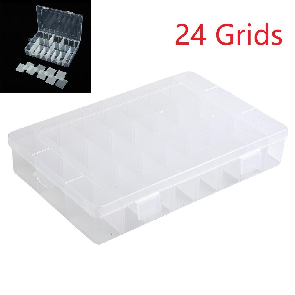 24 Grids Compartment Plastic Storage Box Screw Holder Case Organizer Container For Craft Parts Metal Parts Sewing Aaccessories