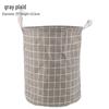 Cotton Linen Plaid Foldable Laundry Hamper & Multifunctional Storage Basket