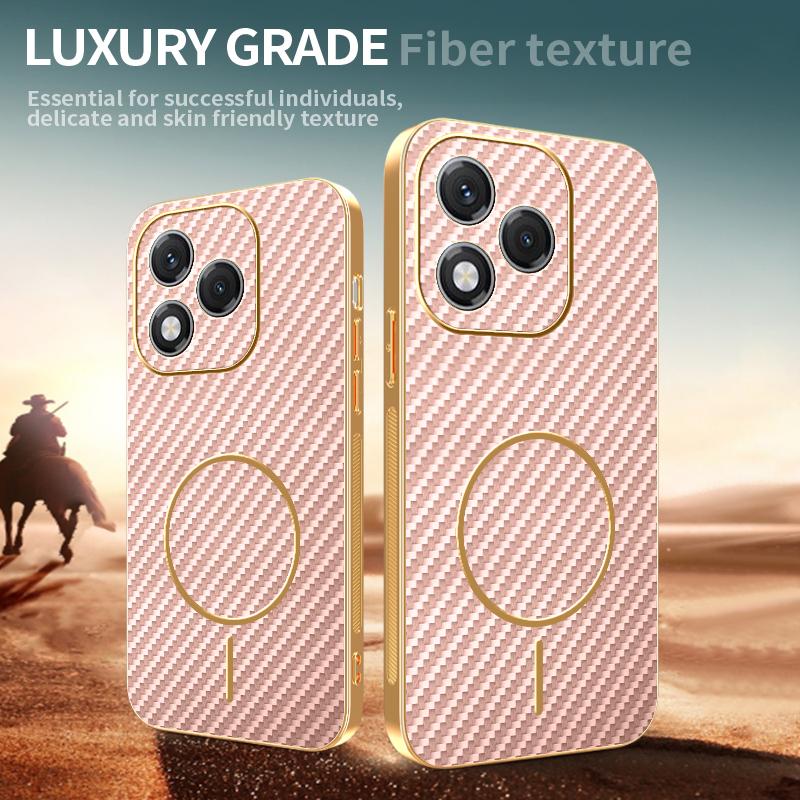 For Honor 400 Lite 5G Phone Case Carbon Fiber Textured Electroplated TPU Back Cover