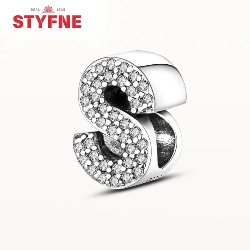 Kupfer 26 Buchstaben Glänzend Zirkon Alphabet Anhänger Perle Passend Original Armband DIY Feiner Schmuck Geschenk Für Frauen Machen