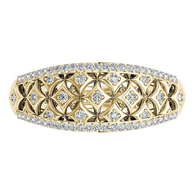 Hollow Out Gold Color Ring for Women Luxury Wedding with Shiny Cubic Zirconia Charming Engagement Party Bridal Jewelry