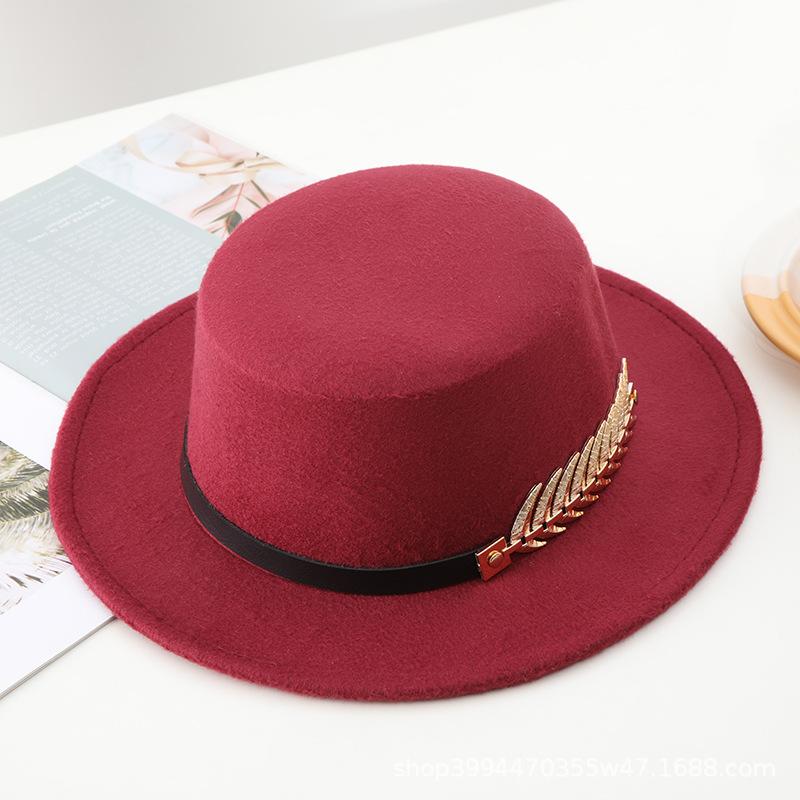 Autumn and Winter New Retro British Style Flat Top Top Hat Couple Men and Women Gentleman's Hat Spring and Autumn Small Flat Brim Woolen Warm