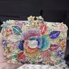 WHTUOHENG Floral White/Pink Red Diamond Wedding Women Clutch Bags Dinner Banquet Clutches Crystal Chain Evening Purses Handbags