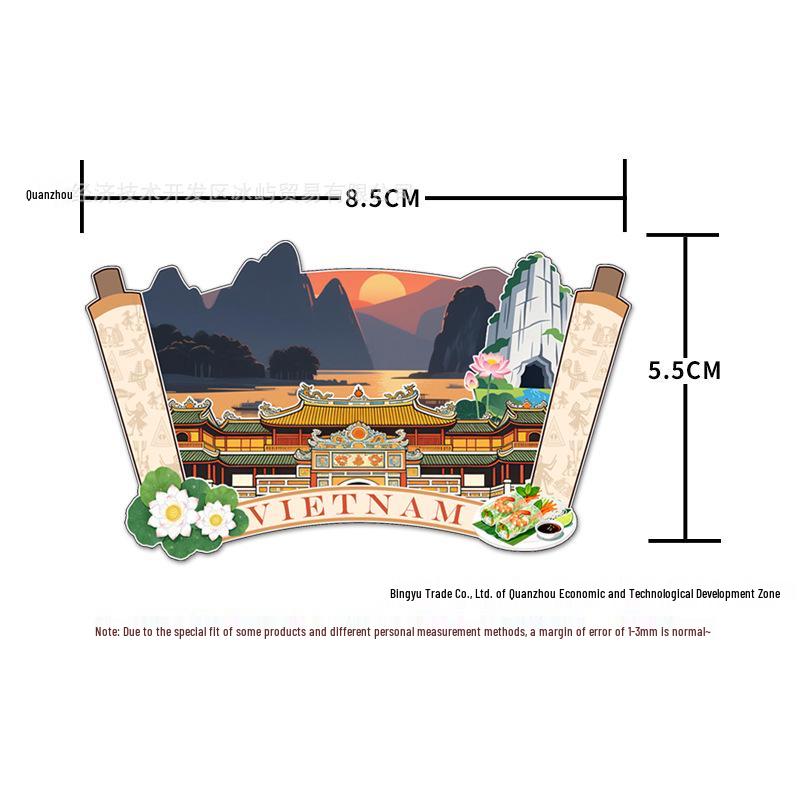 Southeast Asia Souvenir Magnets: Thailand, Malaysia, Cambodia, Singapore, Indonesia, Vietnam Magnetic Stickers.