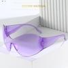 Trendy Rimless Uv400 Protection Shades Black Sun Glasses Oversized Futuristic Sunglasses Wrap Around  Sunglasses