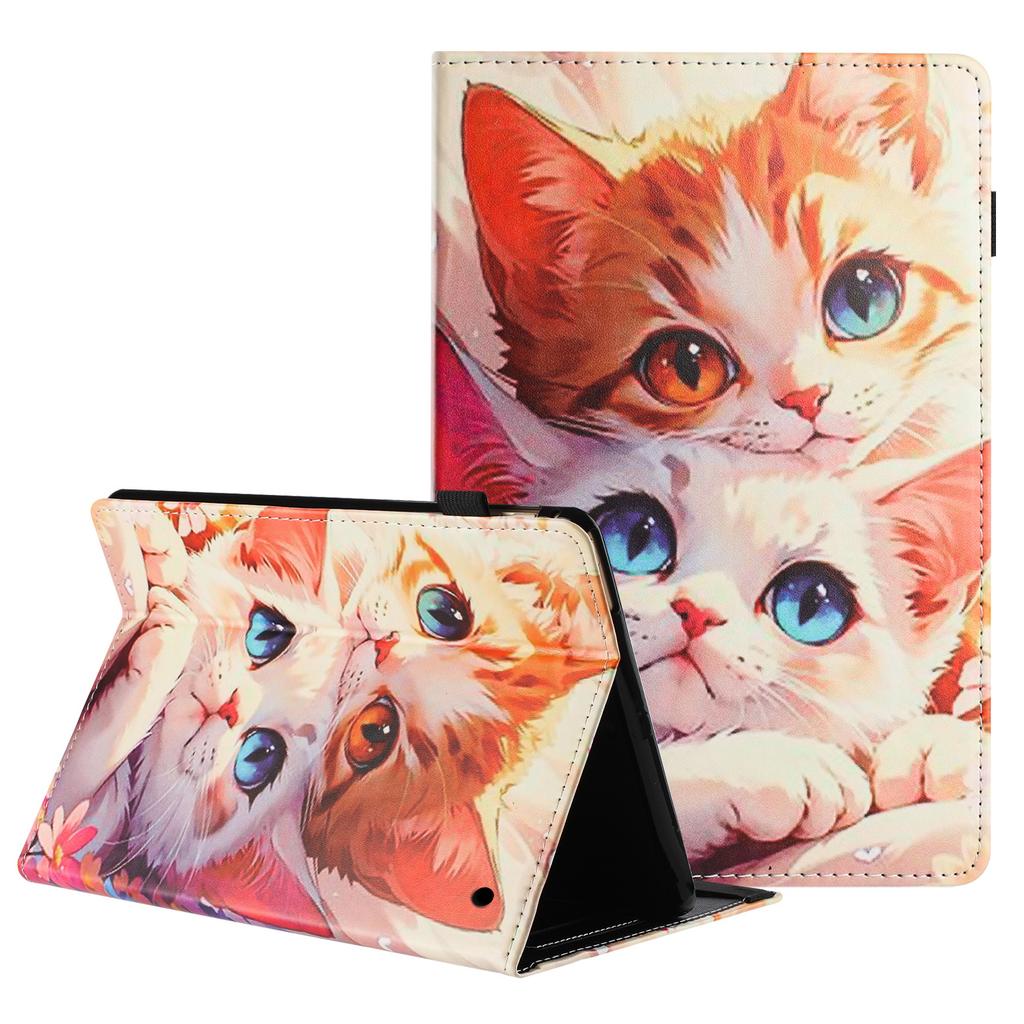 For Amazon Kindle Fire Max 11 2023 Tablet Case Litchi Texture Pattern Printing Leather Cover Auto Sleep/Wake with Card Holder