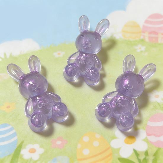 10 st Glittrig Akryl Kaninberlock Mini Påsk Sittande Kanin Dekoration 3D Djurfigur DIY Hantverk Handgjorda Projekt Material Tillbehör
