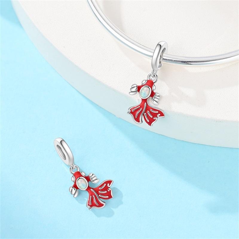 100%Stering Copper Ocean Series Charms Beads Fish Lobster Crab Starfish Pendant Fit Original Bracelet Diy For Women Jewelry