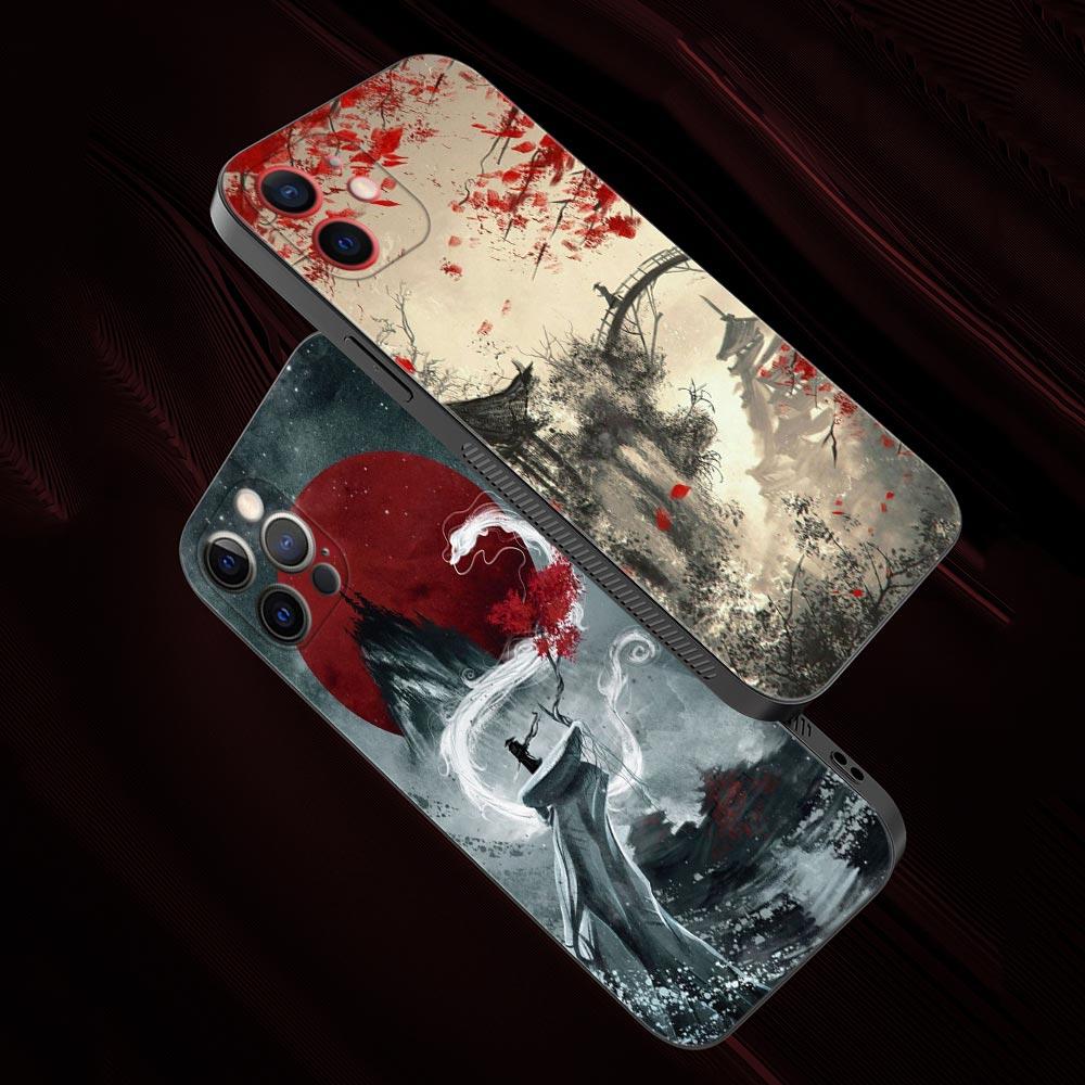 Landscape Ink Samurai Art Phone Case Cover Coque For Iphone Xiaomi Mi Samsung Galaxy Redmi Note A S 11 12 13 14 15 22 23 24 5G Pro Plus Max Fe Ultra
