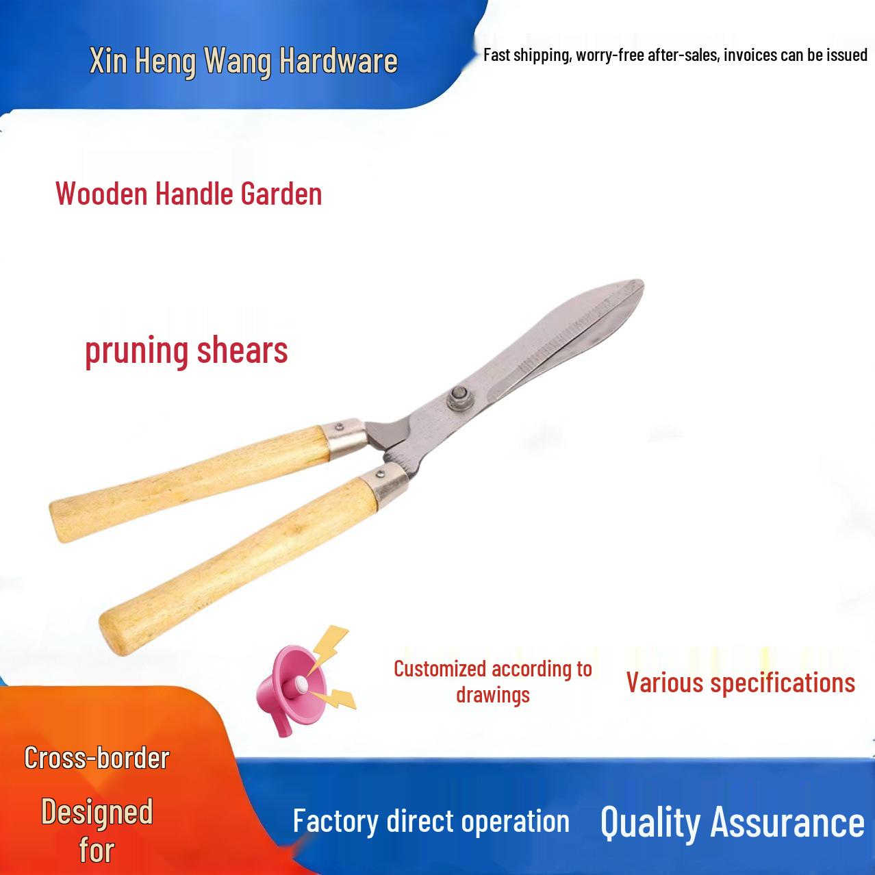 Multi-Functional Wooden Handle Pruning Shears for Garden and Lawn Wooden Handle Pruning Shears
