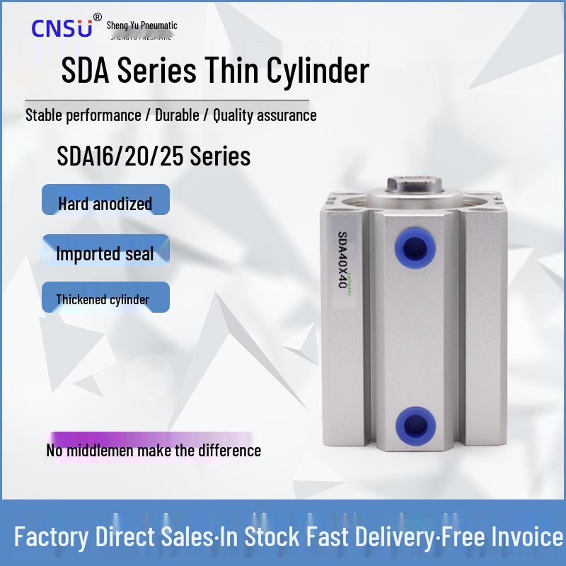 Airtac-Compatible Thin Pneumatic Cylinder SDA16x32/40/50/63x80x100