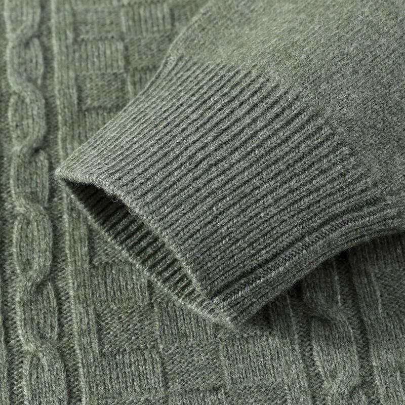 JOW Men's Jacquard Merino Wool Blend Pullover Sweater