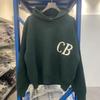 Cole Buxton Unisex Minimalistischer CB-Buchstaben Jacquard-Strick-Hoodie - Herbst/Winter Lockerer Freizeit-Pullover