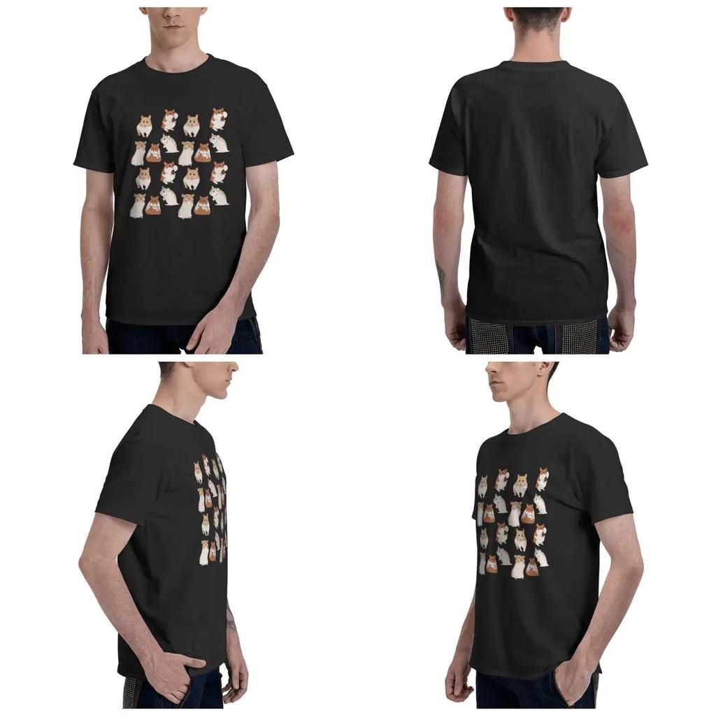 100 Cotton Cute Hamster Pattern Tshirt Unisexs Classic Oversized T Shirt Unisex Oneck Summer Shirts Tops S6xl
