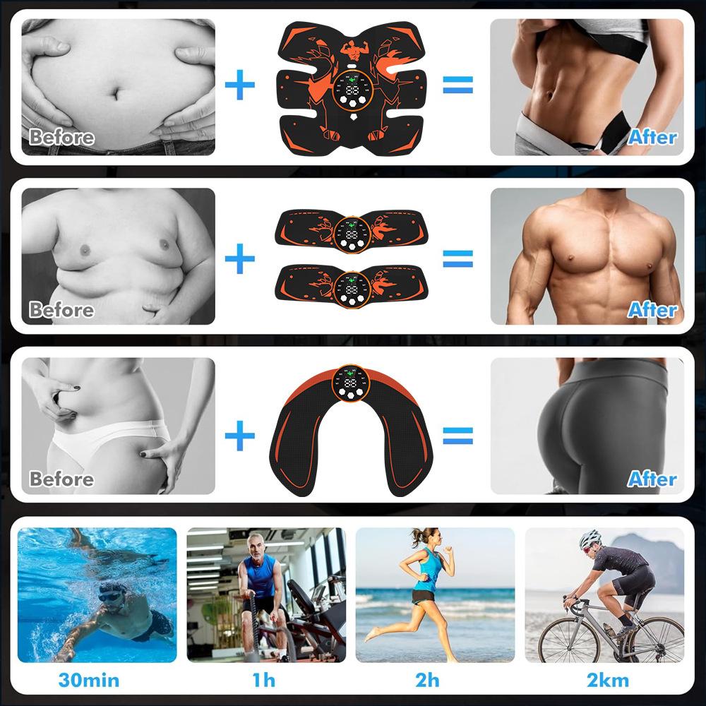 EMS Abs Trainer Rechargeable Abdominal Muscle Stimulator Belt With Multiple Fitness Modes For Core Workout And Home Gym Use