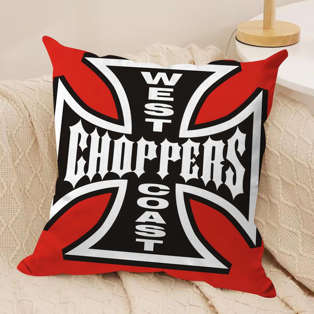 

West Coast CChopper Cushion Cover Silky Short Plush Invisible Zipper Dustproof Sofa Pillow Case for Home Decor 30x30cm