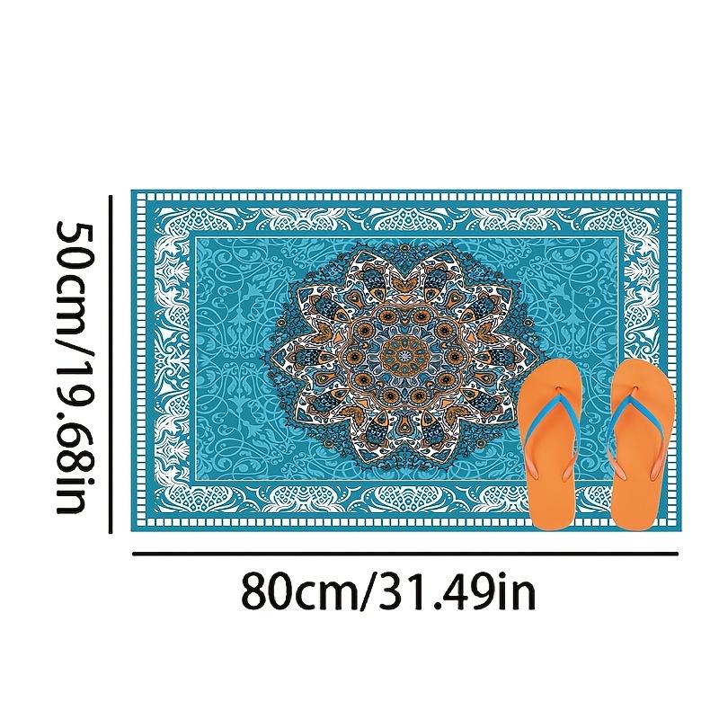 

1 шт. Богемный коврик для ванной в персидском стиле, нескользящий, толщиной 5 мм, моющийся фланелевый коврик со сложным цветочным и геометрическим принтом 50*80cm-19.69*31.5in