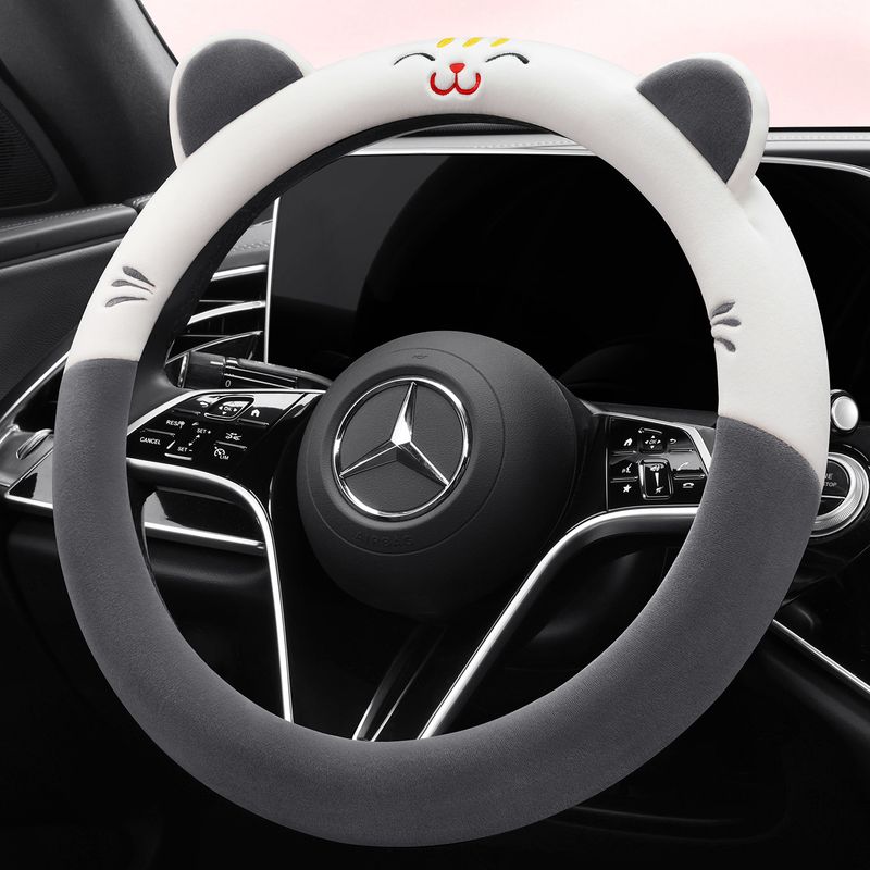 Car Steering Wheel Cover Winter Plush Warm Non-Slip 2025 New Model Cute Decorative Interior Winter Handle Cover for Women