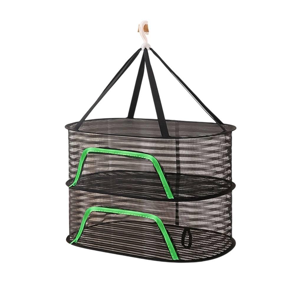 360° Roterende Haak Voedsel Droogrek Hangend Droognet Ademend Nylon Materiaal