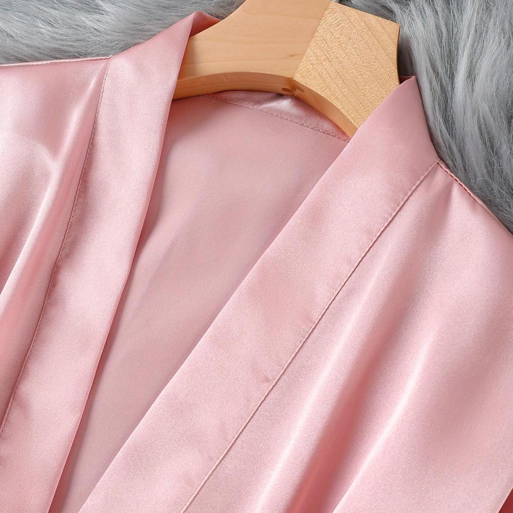 Elegant European & American Ice Silk Women's Robe - Sexy Summer & Autumn Pajamas