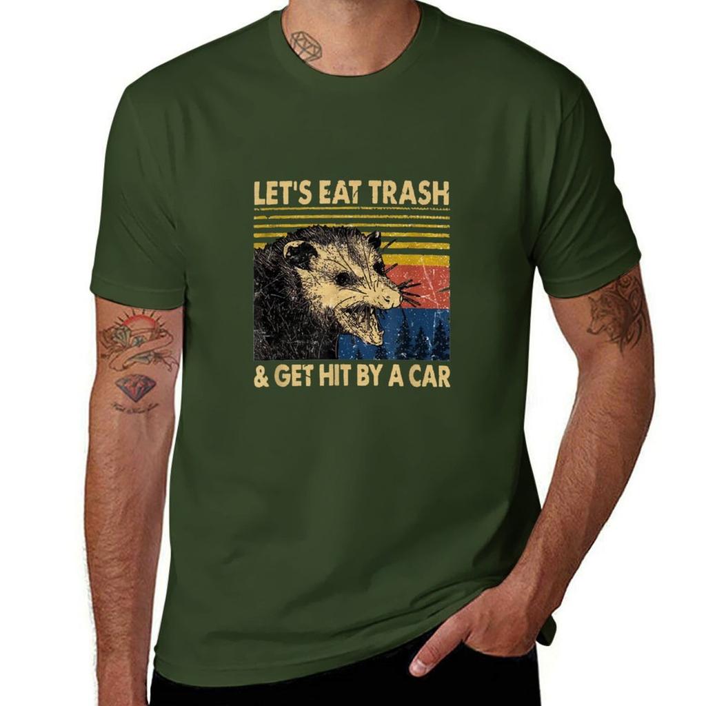 Lets Eat Trash and Get Hit by a Car T-Shirt Oversizeds Graphics Plus Sizes Mens Big and Tall T Shirts