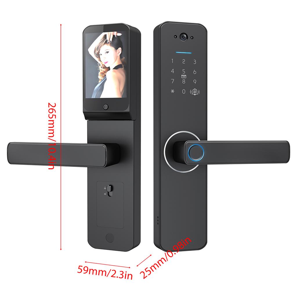 Smart Lock with 120° Wide Angle Camera and Smart Doorbell Aluminum Alloy Keyless Entry Lock Handle B