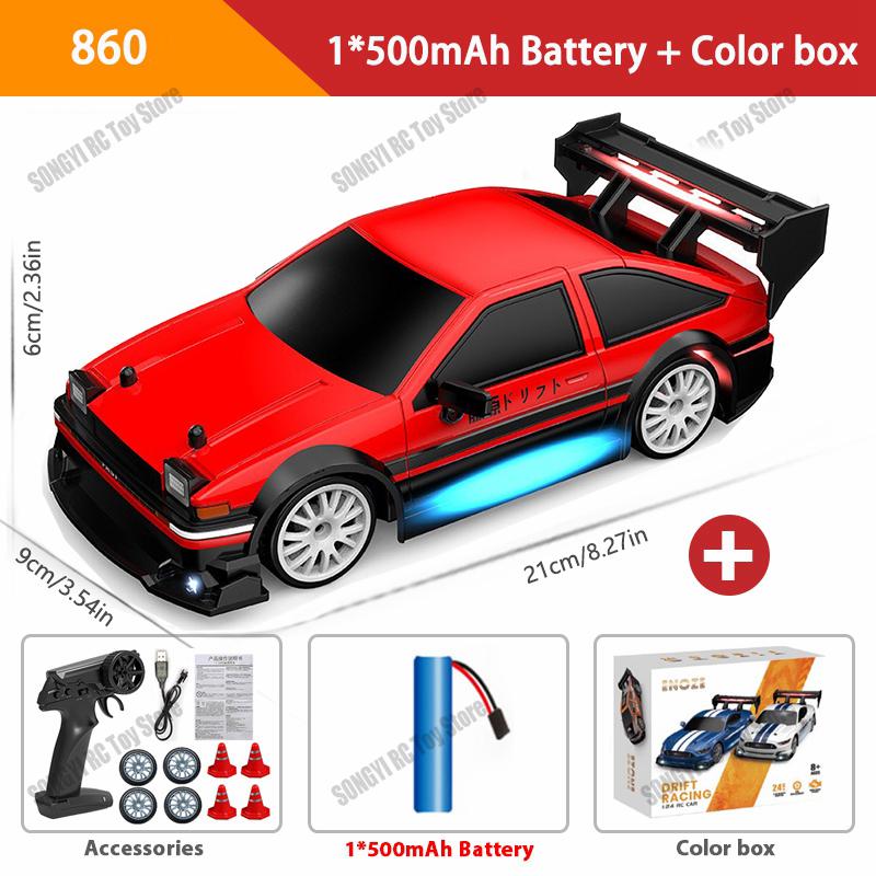 

1:24 Scale RC Drift Car 4WD 2.4GHz 30KM/H High Speed Racing Sport Toy Car with LED Lights, Racing and Drift Wheels